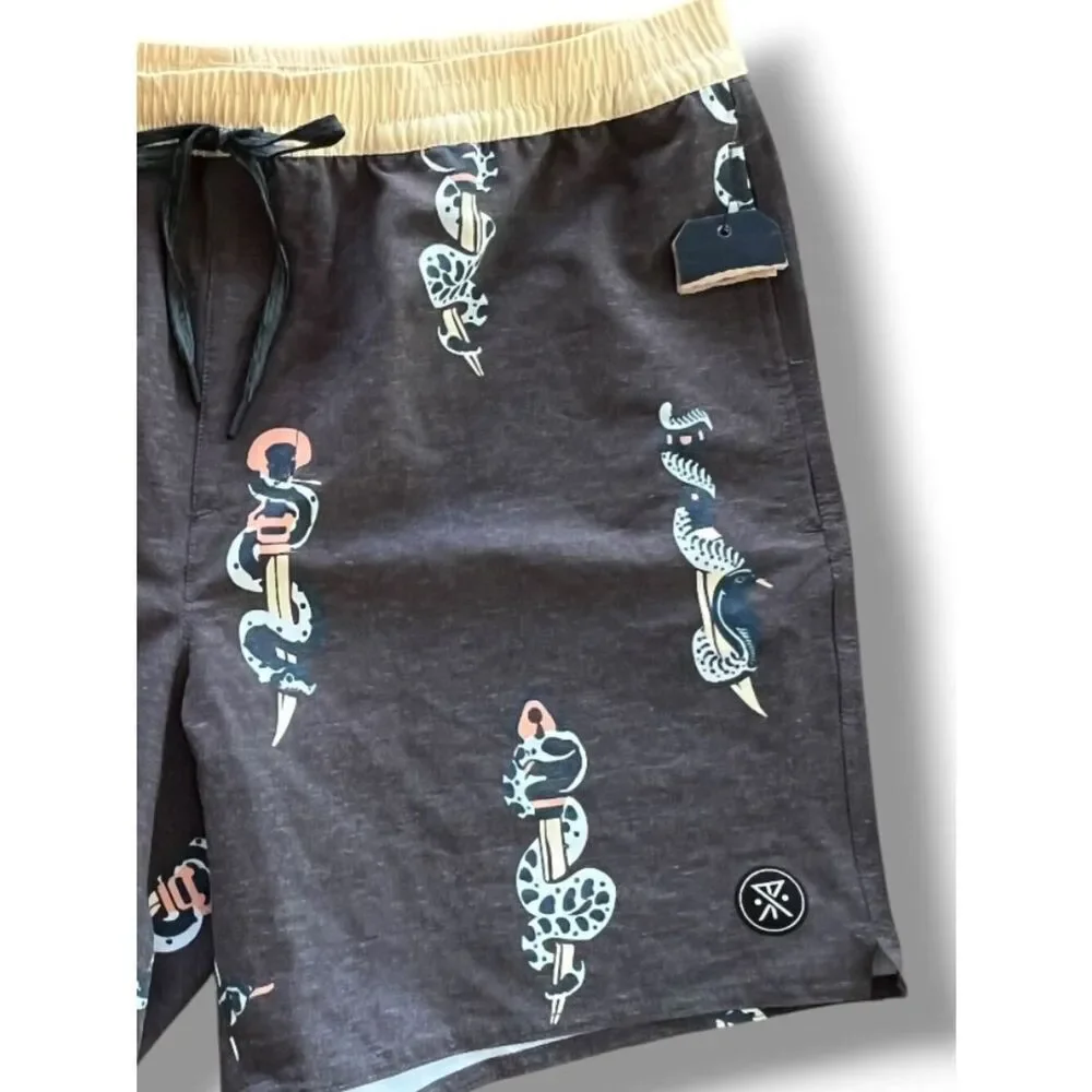 NWT! Roark Shorey Snake and Dagger Boardshorts Board Shorts Size Large